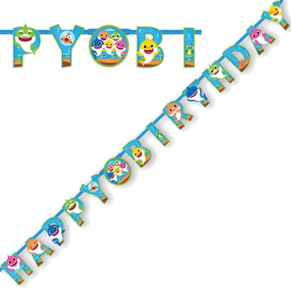 Baby Shark Party Birthday Letter Paper Banner - 1.8m