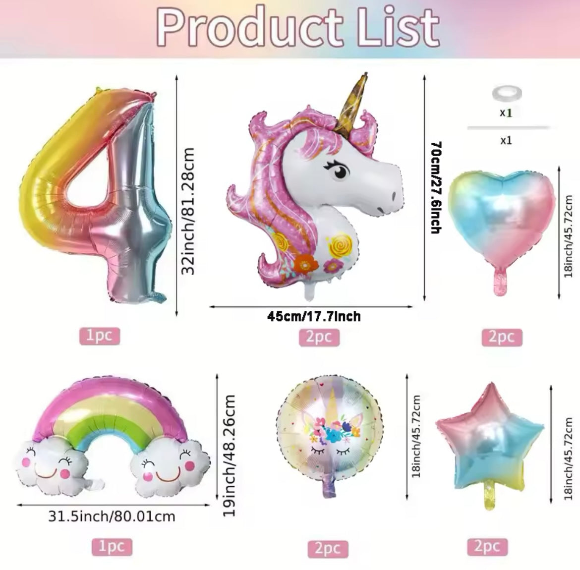 Unicorn Party Balloon Set (10pieces)