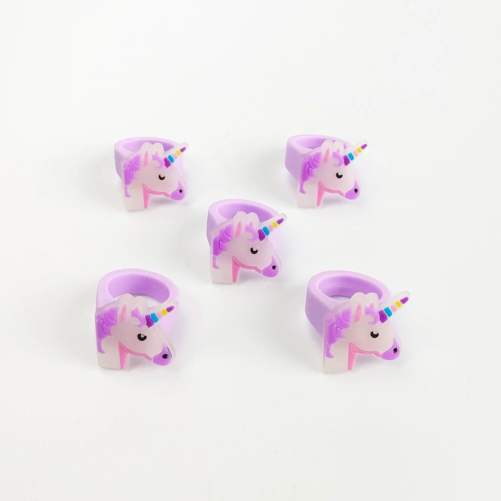 Unicorn Party Unicorn Rings Glow In The Dark (pack of 5)