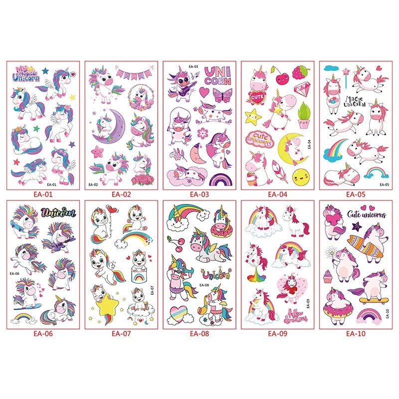 Unicorn Party Unicorn Temporary Tattoos (10 sheets)
