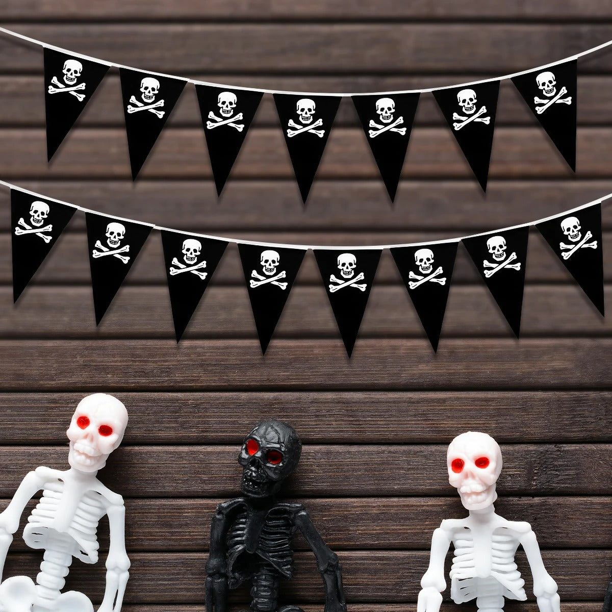 Black Pirate Party Skull & Crossbones Banner