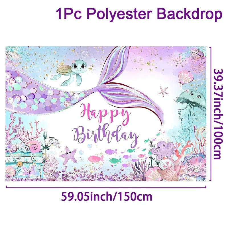 Mermaid Party Mermaid Happy Birthday Background Banner