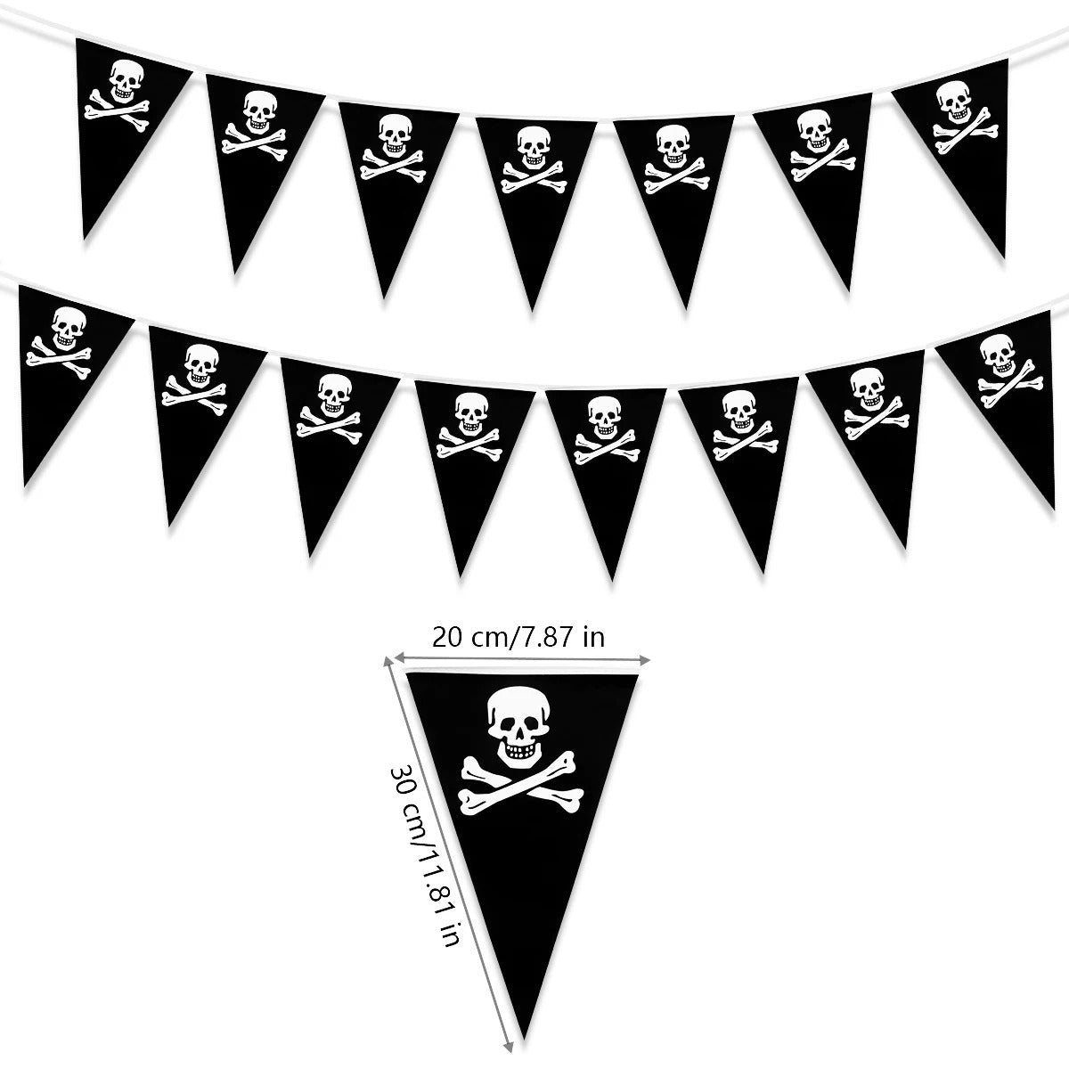 Black Pirate Party Skull & Crossbones Banner