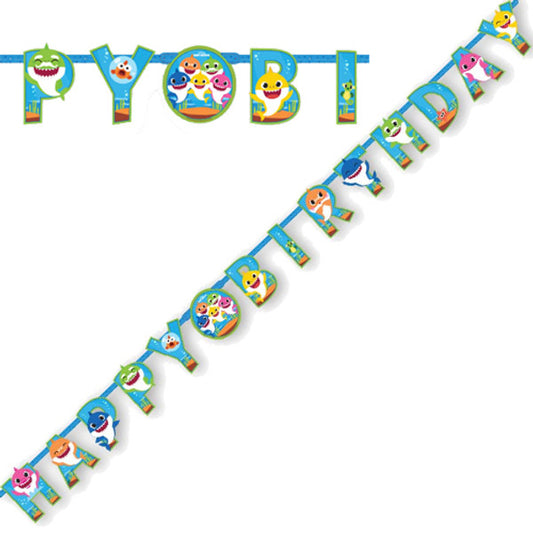 Baby Shark Party Birthday Letter Paper Banner - 1.8m