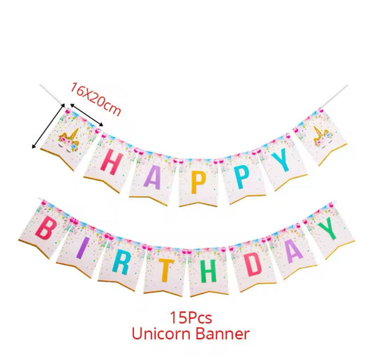Unicorn Party Happy Birthday Banner