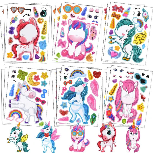 Unicorn Party Unicorn Puzzle Sticker Sheets Party Bag Filler (6 pack)