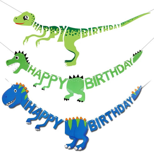 Dinosaur Party Happy Birthday Banner