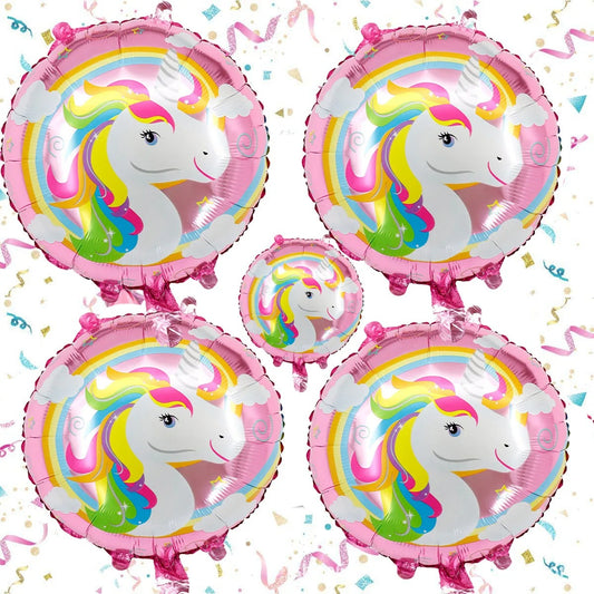 Unicorn Party Unicorn Round Foil Balloons (5 pack)