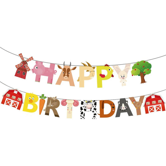 Farm Animal Party Barn Animals Happy Birthday Banner