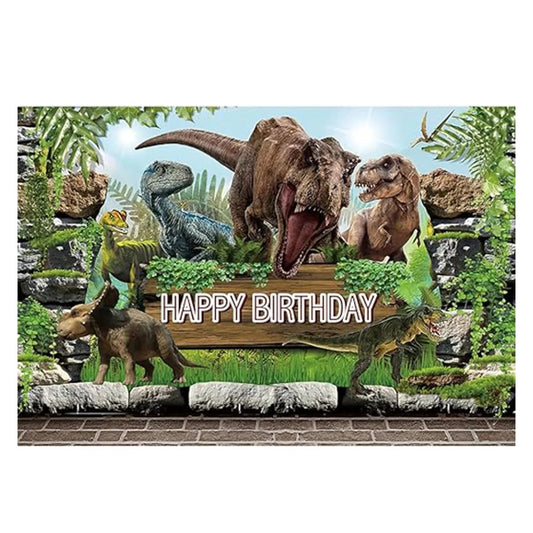 Dinosaur Party Happy Birthday Background Banner