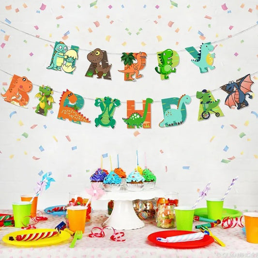 Dinosaur Party Happy Birthday Banner Design 3