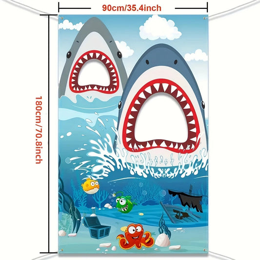Under The Sea Party Shark Cut Out Photo Backdrop