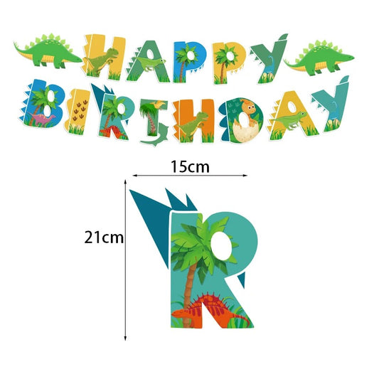 Dinosaur Party Happy Birthday Banner