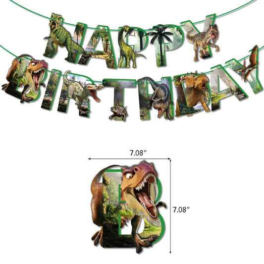 Dinosaur Party Happy Birthday Banner
