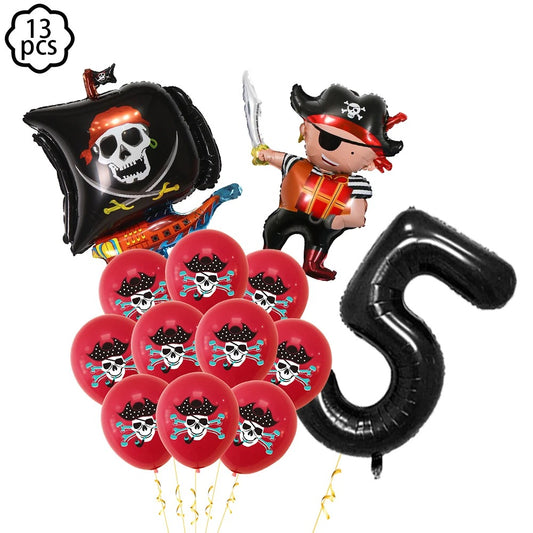 Pirate Party - Pirate Foil Balloon & Number Full Set (13 pieces)